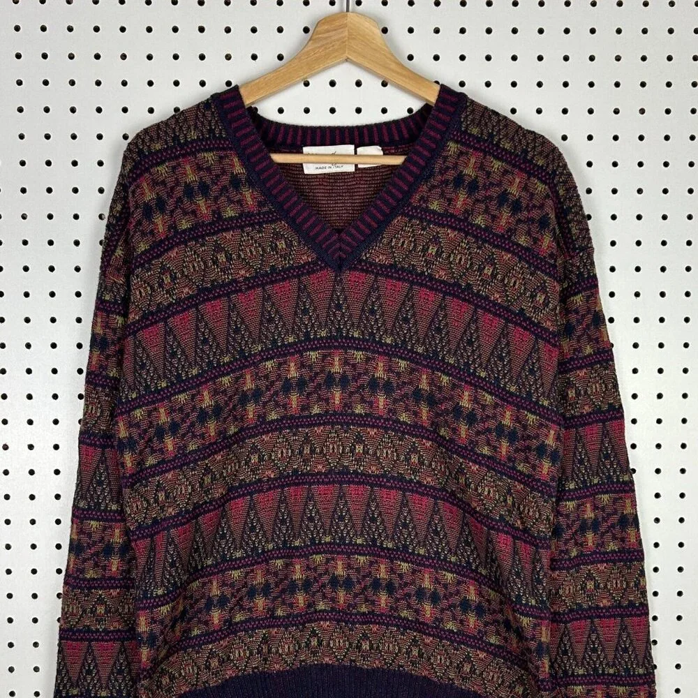 Walter Hagen Italian Made Knit Sweater Men's Medium Multicolor Coogi STYLE Italy